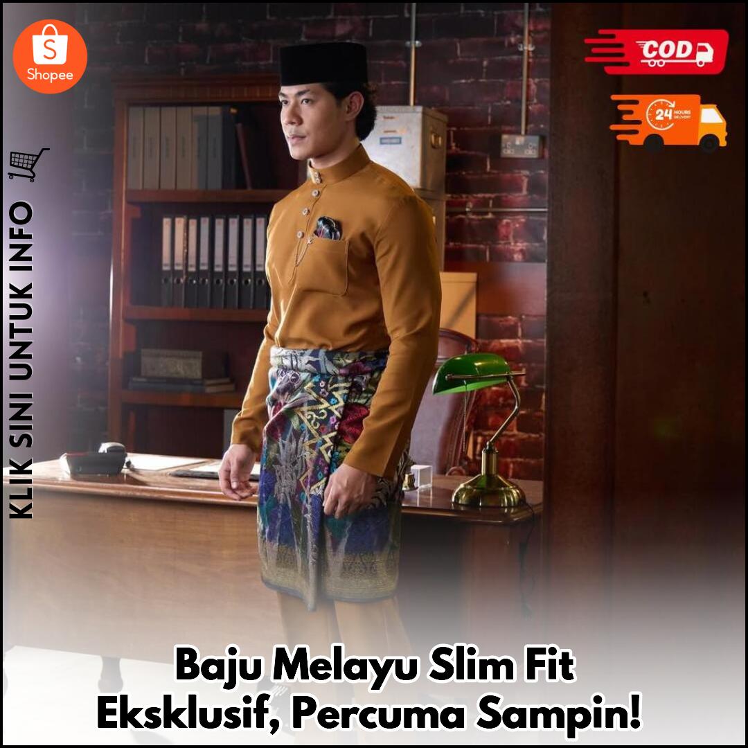 Baju Melayu Slim Fit Eksklusif, Percuma Sampin!