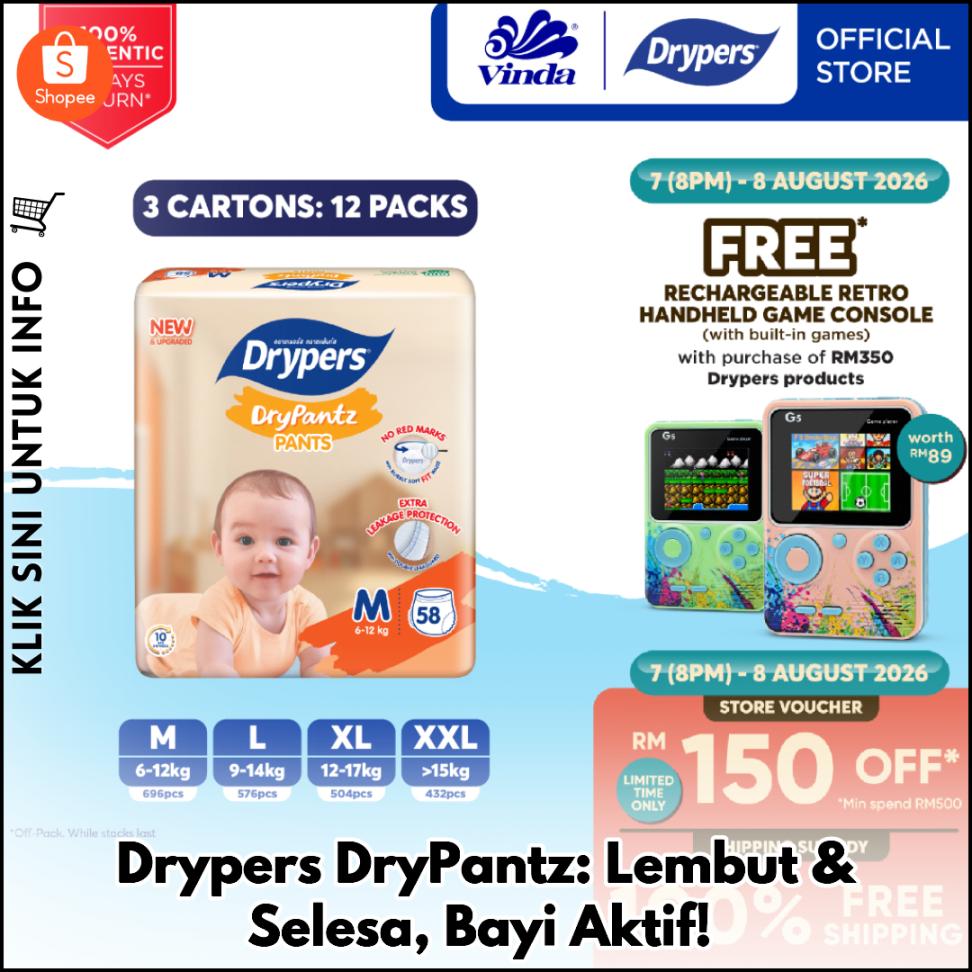 Drypers DryPantz: Lembut & Selesa, Bayi Aktif!