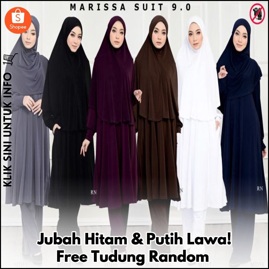 Jubah Hitam & Putih Lawa! Free Tudung Random