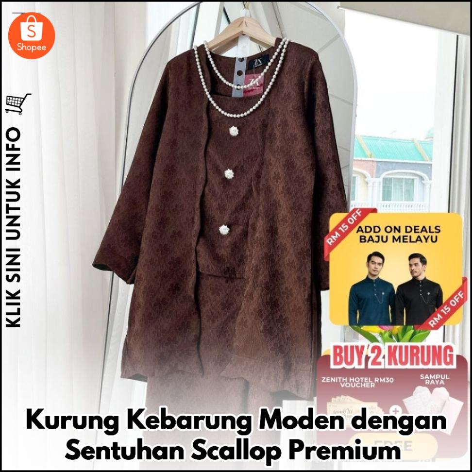 Kurung Kebarung Moden dengan Sentuhan Scallop Premium
