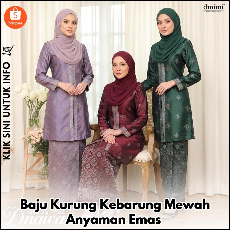 Baju Kurung Kebarung Mewah Anyaman Emas