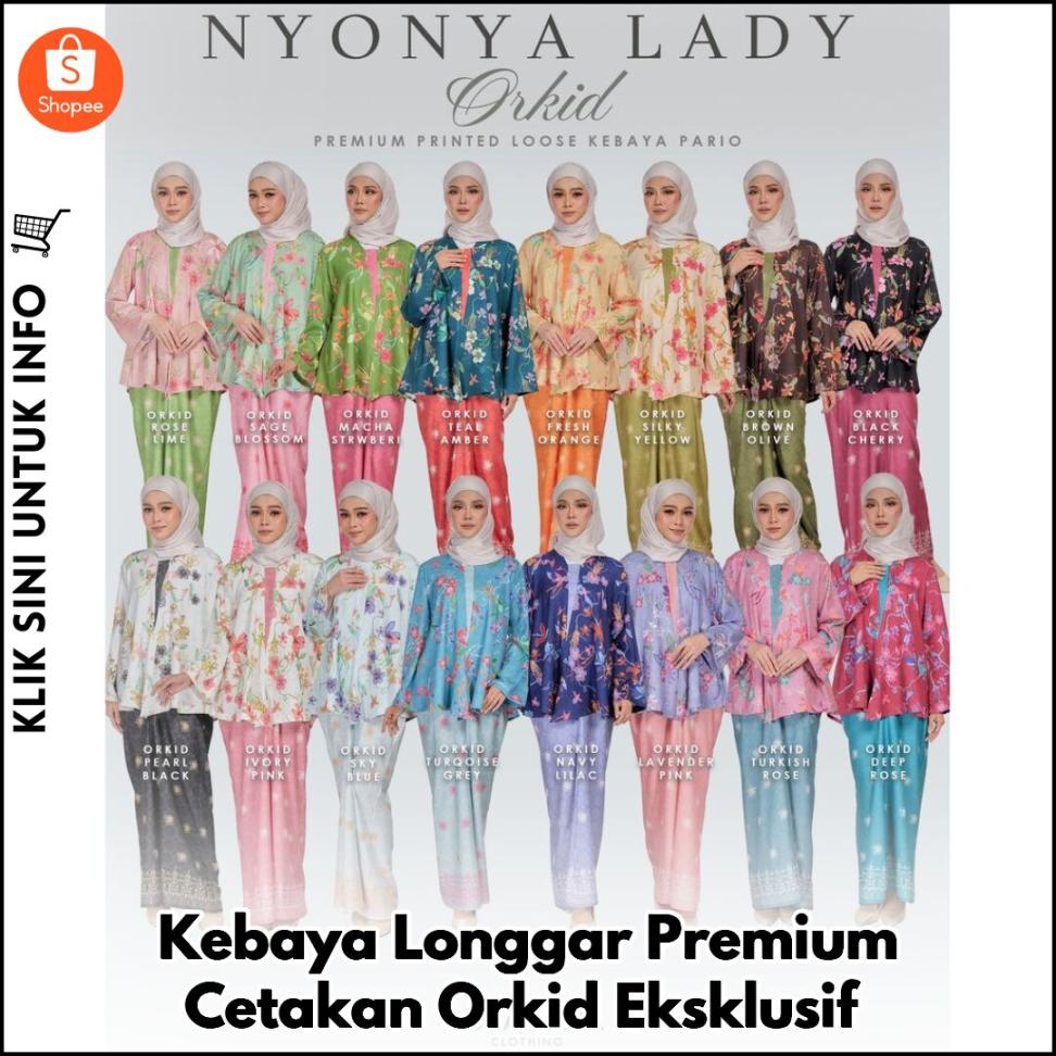 Kebaya Longgar Premium Cetakan Orkid Eksklusif