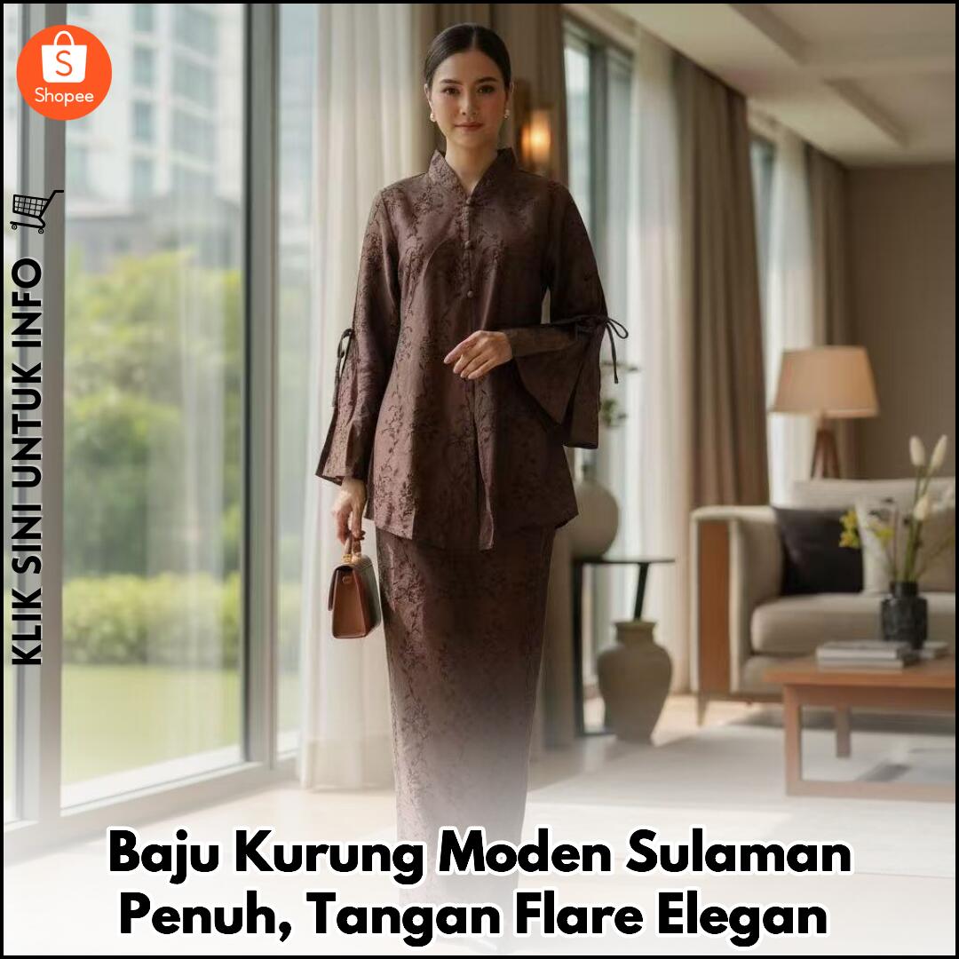 Baju Kurung Moden Sulaman Penuh, Tangan Flare Elegan