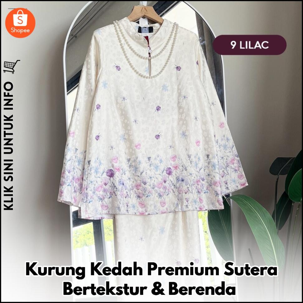 Kurung Kedah Premium Sutera Bertekstur & Berenda