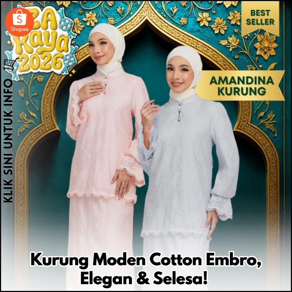 Kurung Moden Cotton Embro, Elegan & Selesa!
