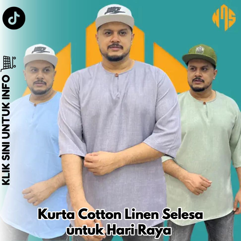 Kurta Cotton Linen Selesa untuk Hari Raya