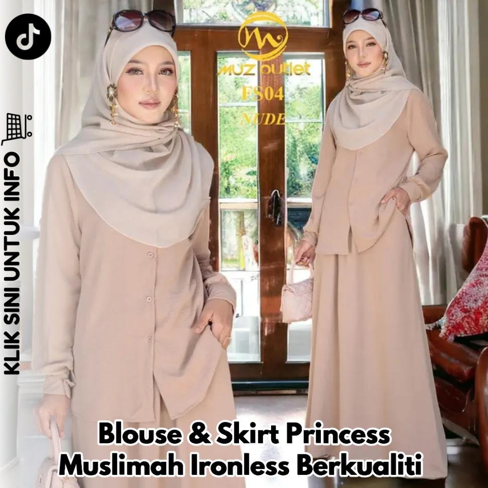 Blouse & Skirt Princess Muslimah Ironless Berkualiti
