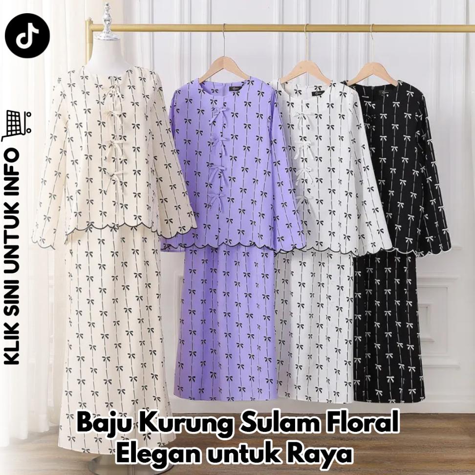 Baju Kurung Sulam Floral Elegan untuk Raya