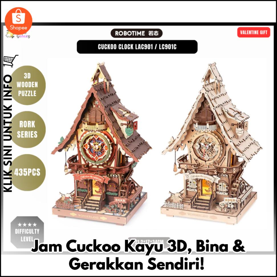 Jam Cuckoo Kayu 3D, Bina & Gerakkan Sendiri!