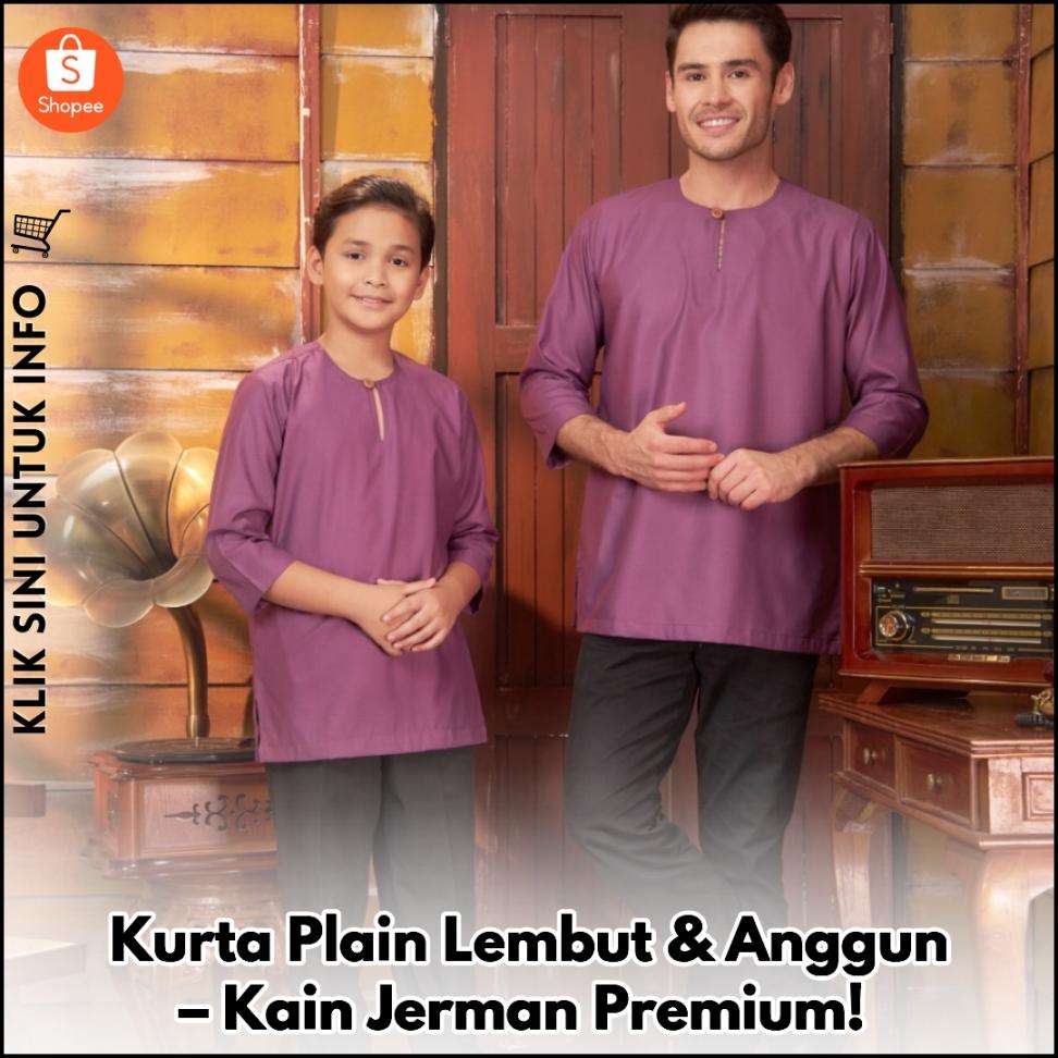 Kurta Plain Lembut & Anggun – Kain Jerman Premium!