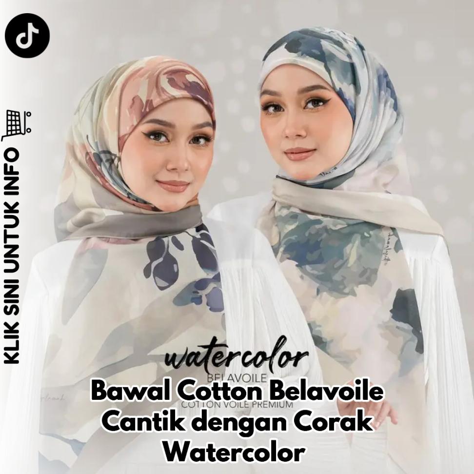 Bawal Cotton Belavoile Cantik dengan Corak Watercolor