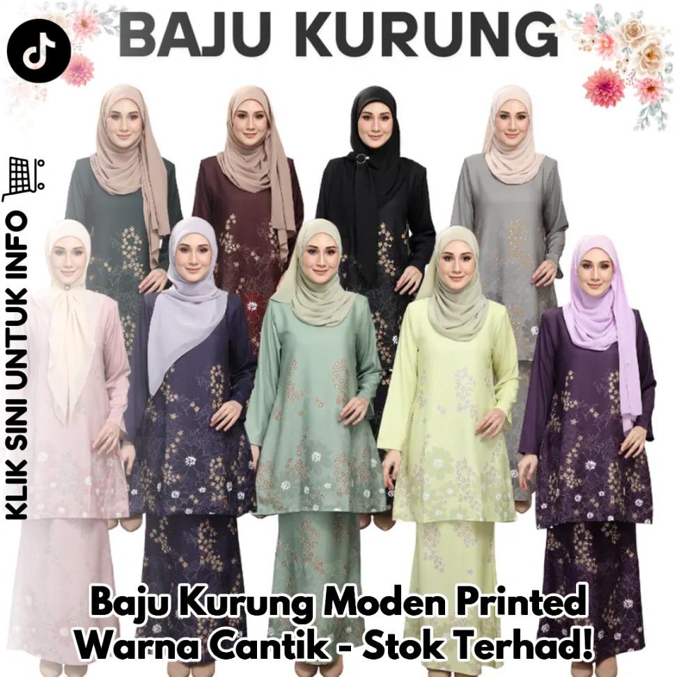 Baju Kurung Moden Printed Warna Cantik - Stok Terhad!