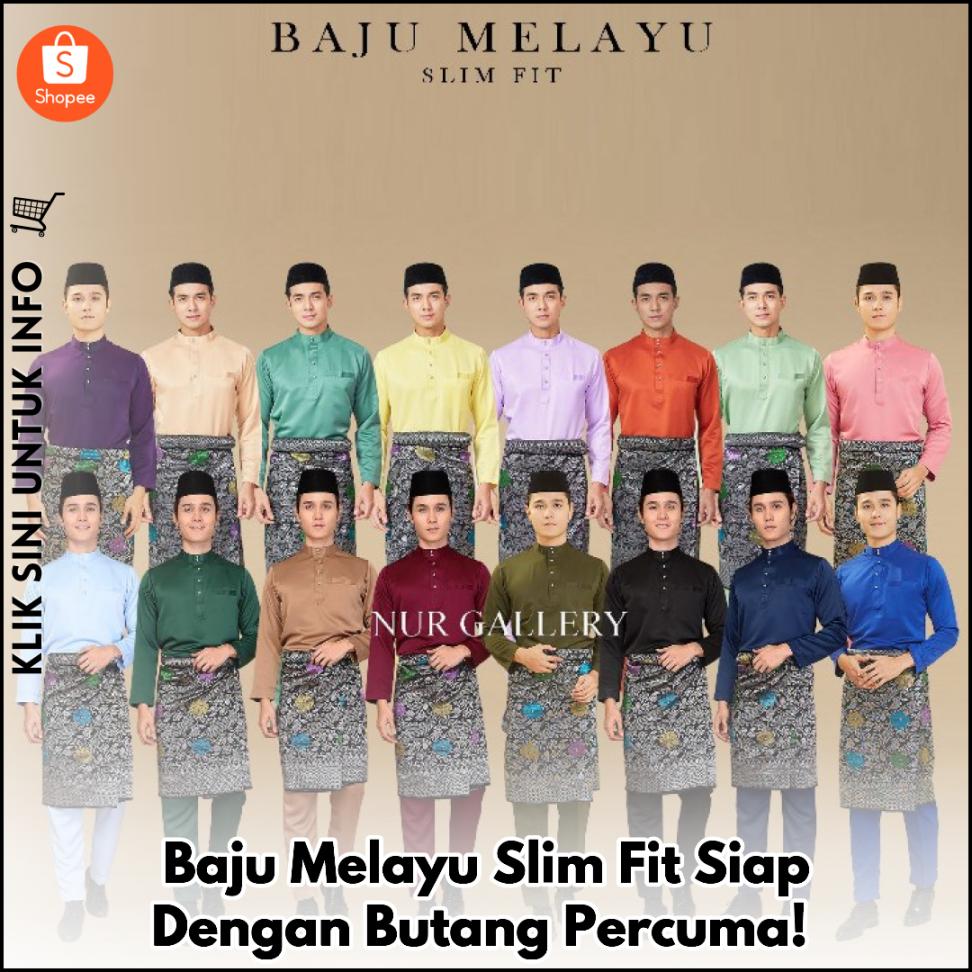 Baju Melayu Slim Fit Siap Dengan Butang Percuma!