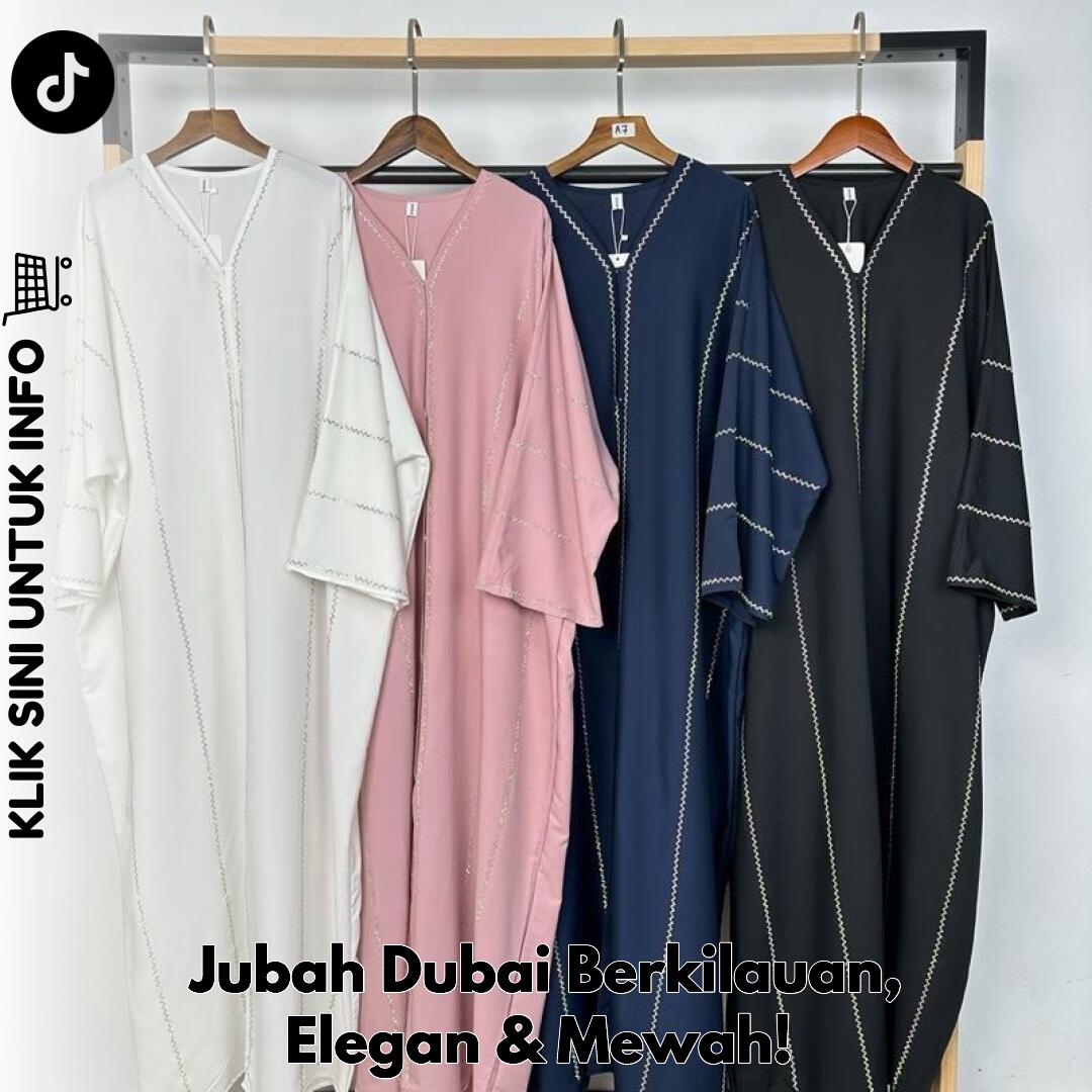 Jubah Dubai Berkilauan, Elegan & Mewah!