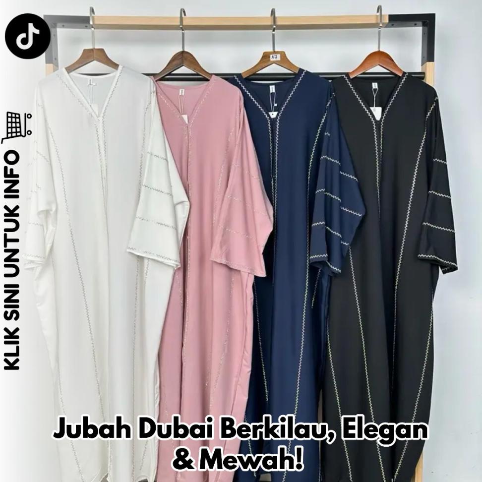 Jubah Dubai Berkilauan, Elegan & Mewah!