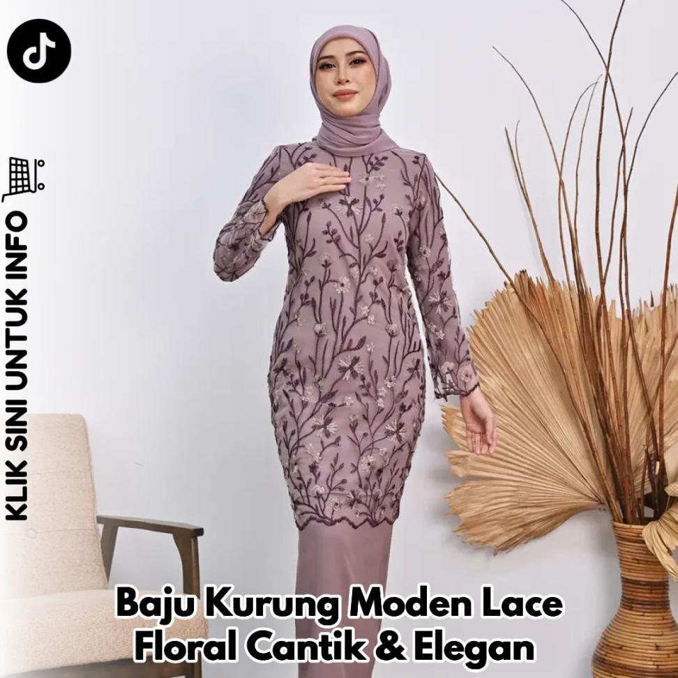 Baju Kurung Moden Lace Floral Cantik & Elegan