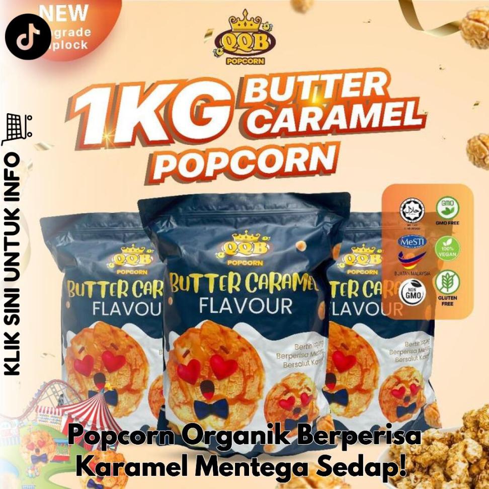 Popcorn Organik Berperisa Karamel Mentega Sedap!