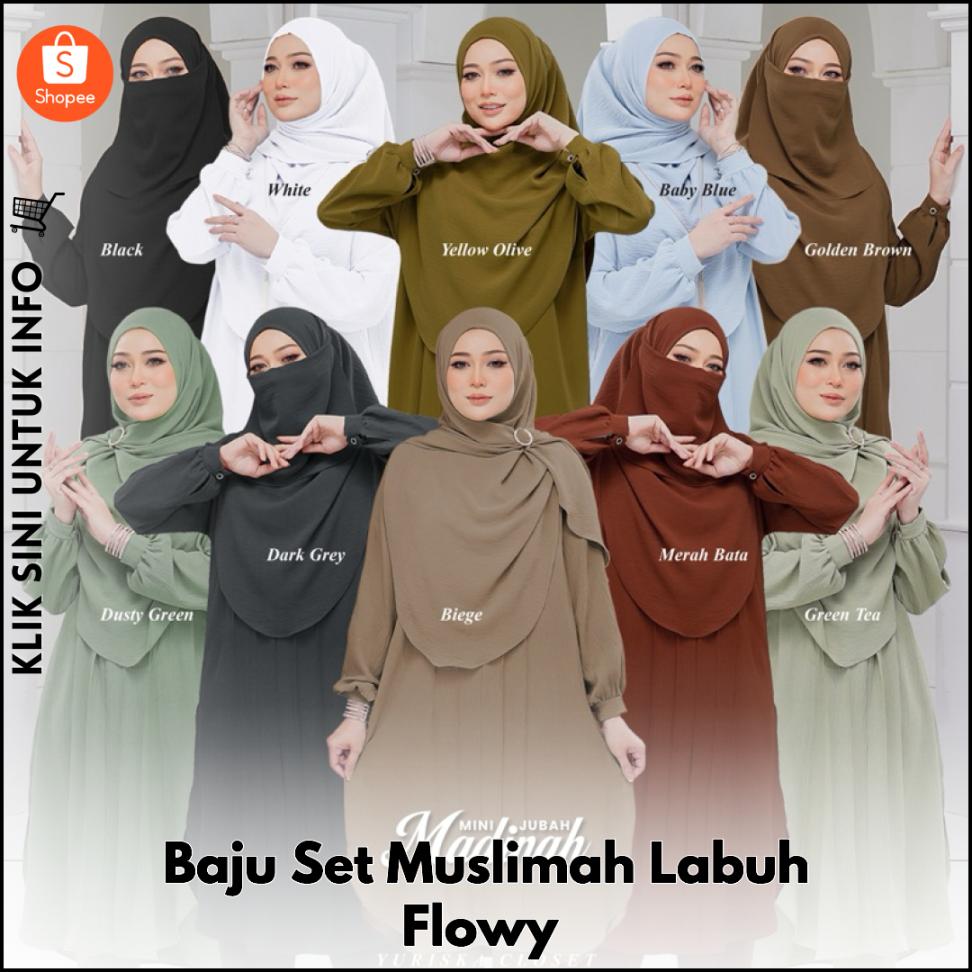 Baju Set Muslimah Labuh Flowy