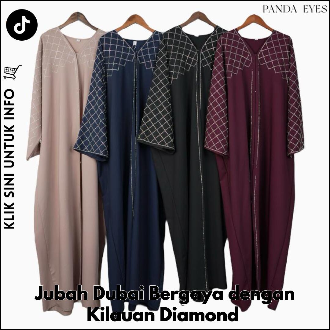 Jubah Dubai Bergaya dengan Kilauan Diamond