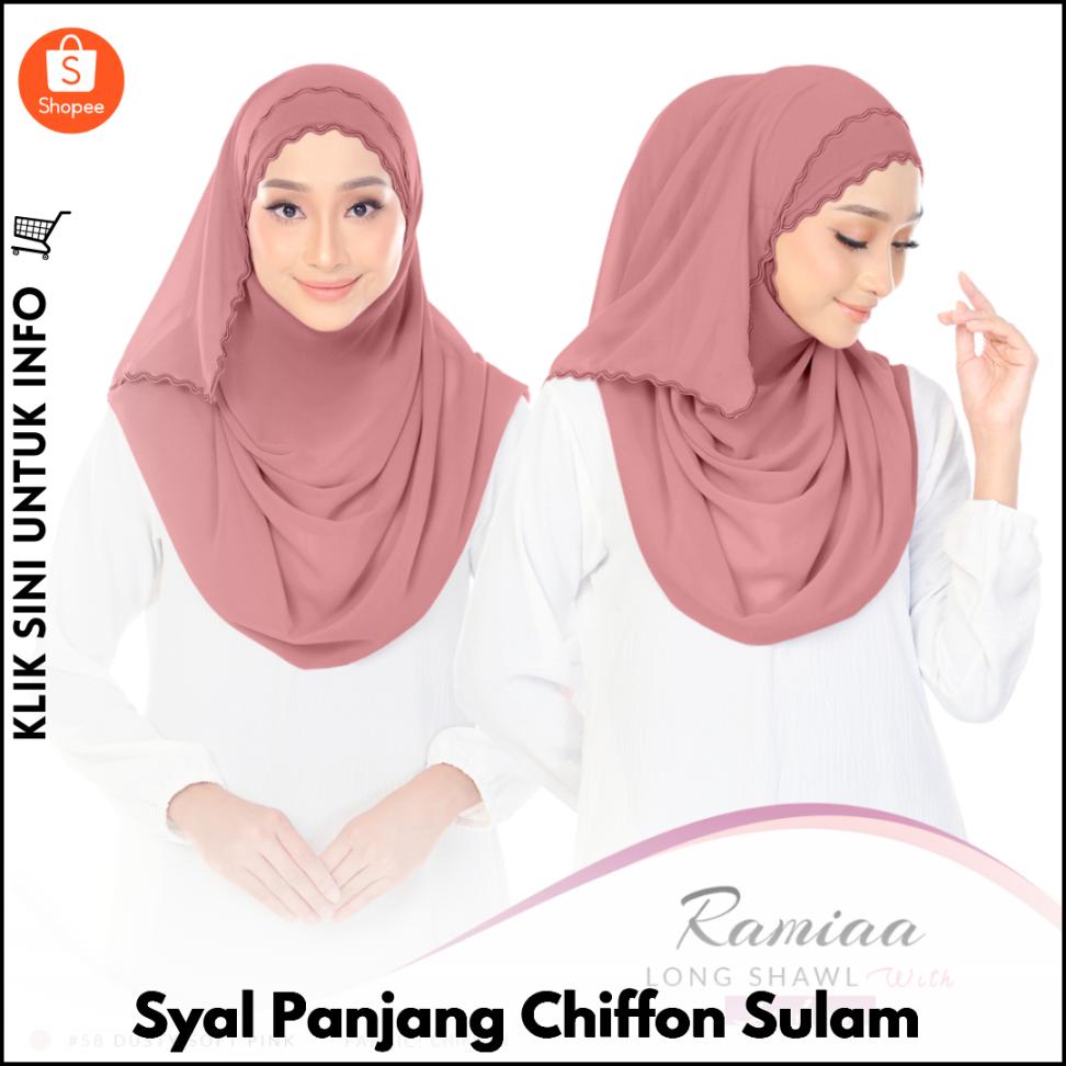 Syal Panjang Chiffon Sulam