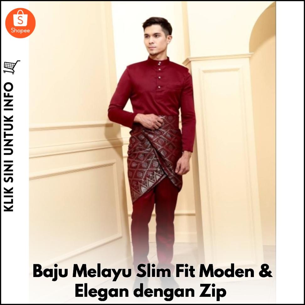 Baju Melayu Slim Fit Moden & Elegan dengan Zip