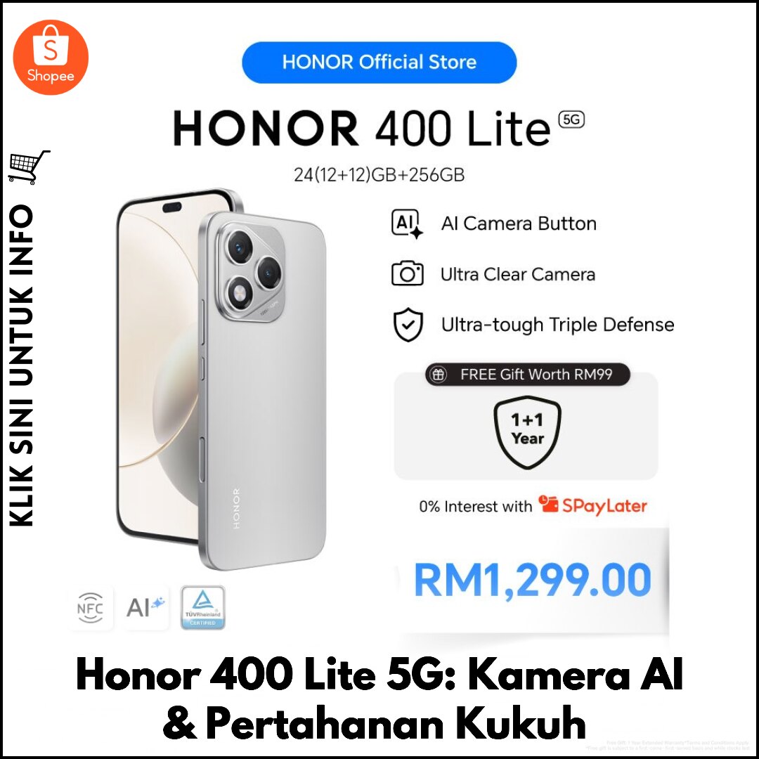 Honor 400 Lite 5G: Kamera AI & Pertahanan Kukuh