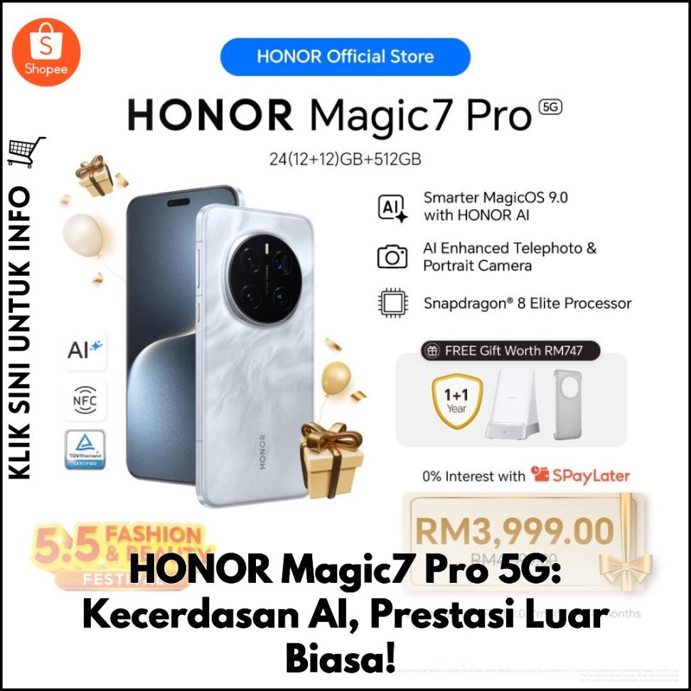 HONOR Magic7 Pro 5G: Kecerdasan AI, Prestasi Luar Biasa!