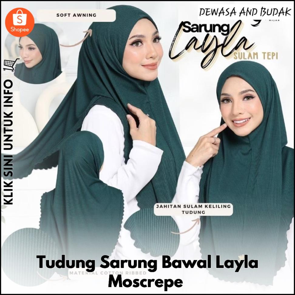 Tudung Sarung Bawal Layla Moscrepe