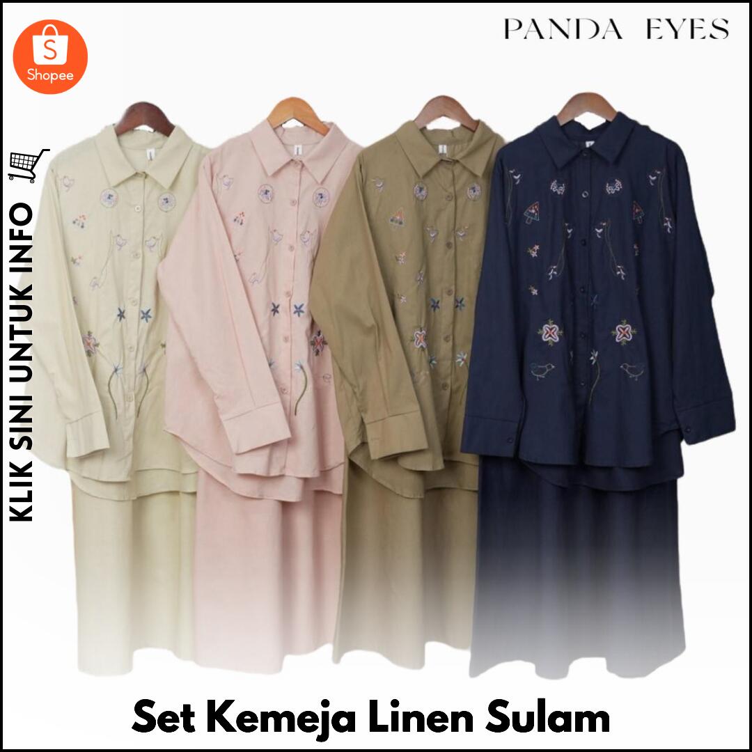 Set Kemeja Linen Sulam