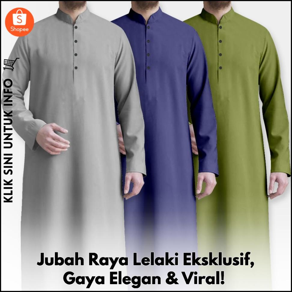 Jubah Raya Lelaki Eksklusif, Gaya Elegan & Viral!