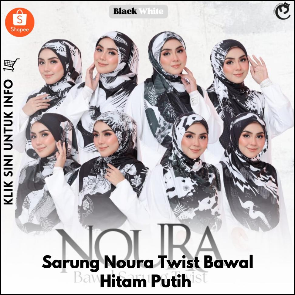 Sarung Noura Twist Bawal Hitam Putih