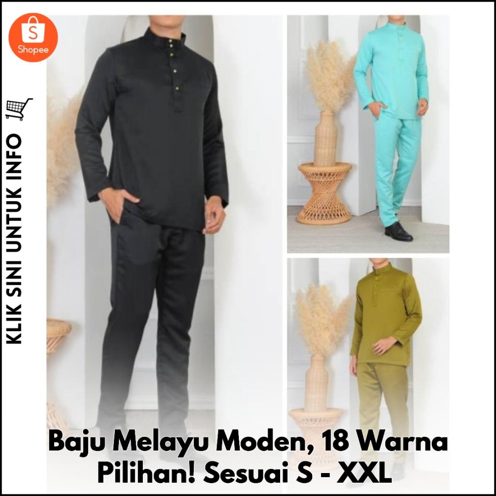 Baju Melayu Moden, 18 Warna Pilihan! Sesuai S-XXL