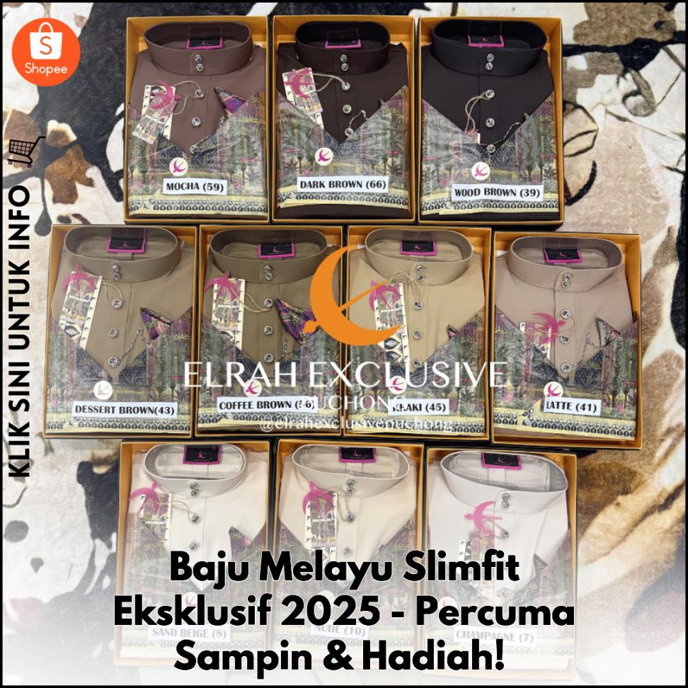 Baju Melayu Slimfit Eksklusif 2025 - Percuma Sampin & Hadiah!