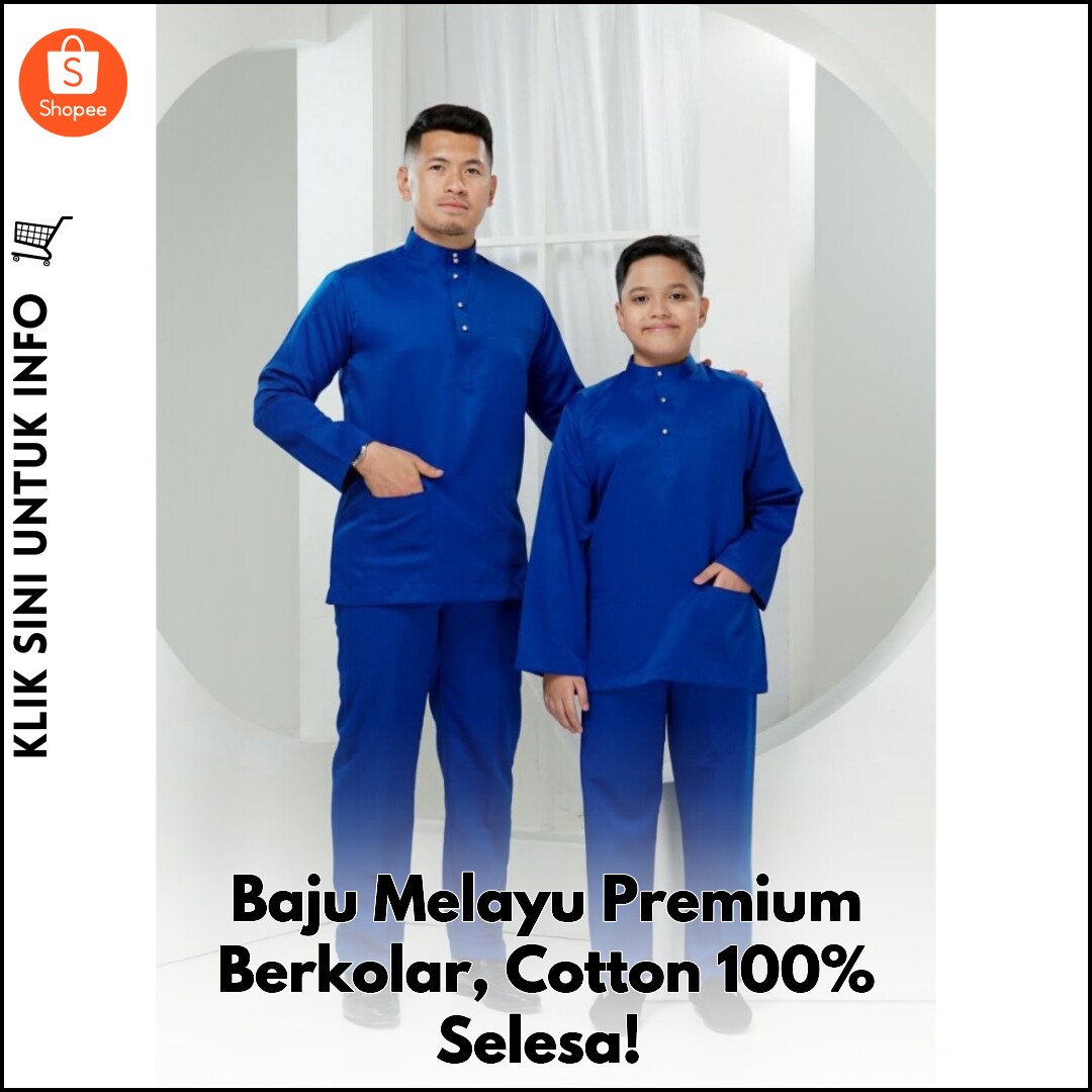 Baju Melayu Premium Berkolar, Cotton 100% Selesa!