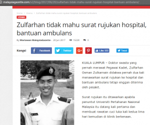 Arwah Zulfarhan Tolak Surat Rujukan Hospital, Bantuan Ambulans?