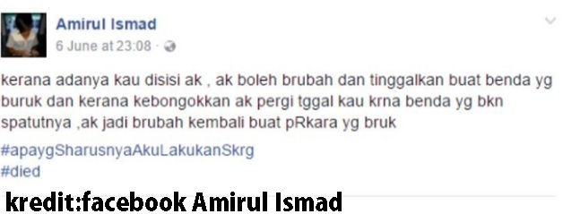 Update Status Sedih Berulang Kali Di Akaun Facebook,Lelaki Ini Akhirnya Nekad Untuk Bunuh Diri