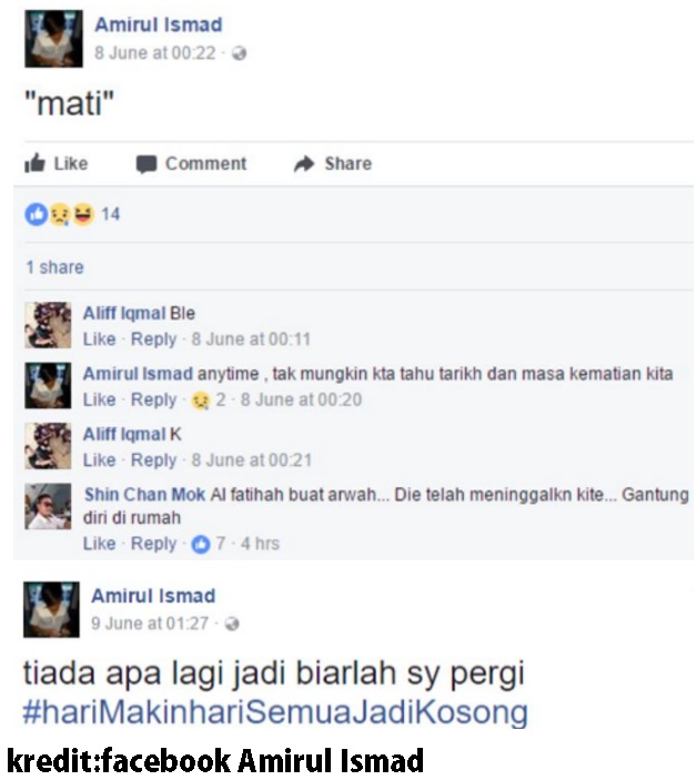 Update Status Sedih Berulang Kali Di Akaun Facebook,Lelaki Ini Akhirnya Nekad Untuk Bunuh Diri