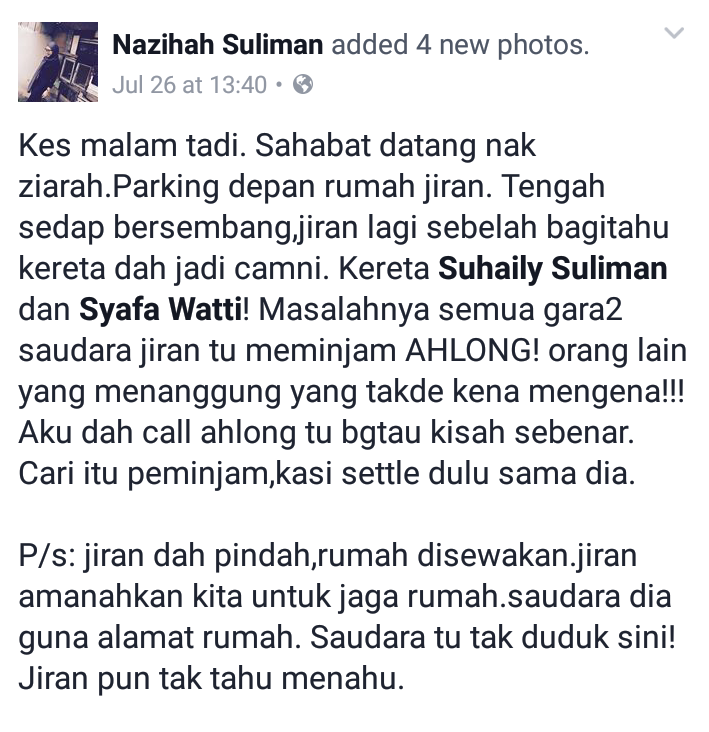 Ahlong Minta Maaf Sebab Salah Simbah Cat, Simbah Pada Kereta Orang Lain