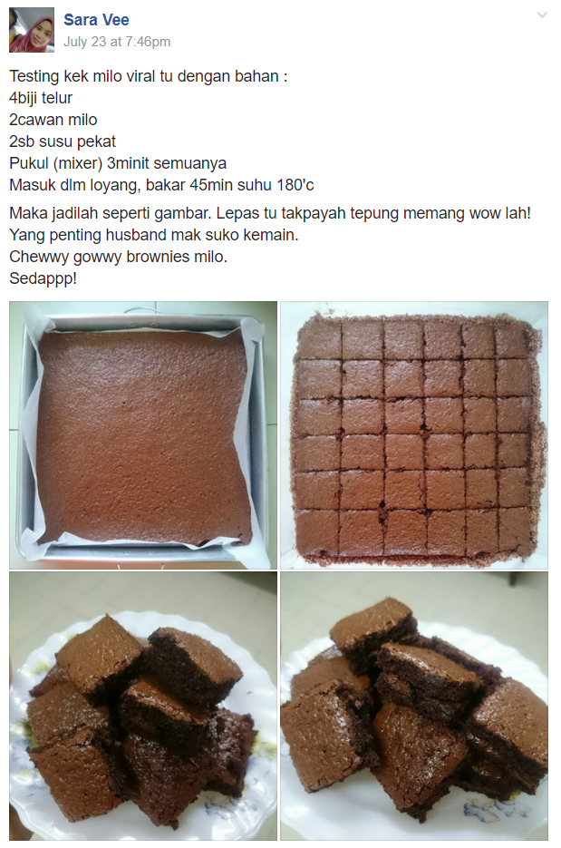 Resepi Kek Milo Viral. 3 Minit Je Untuk Siapkan Bahan 