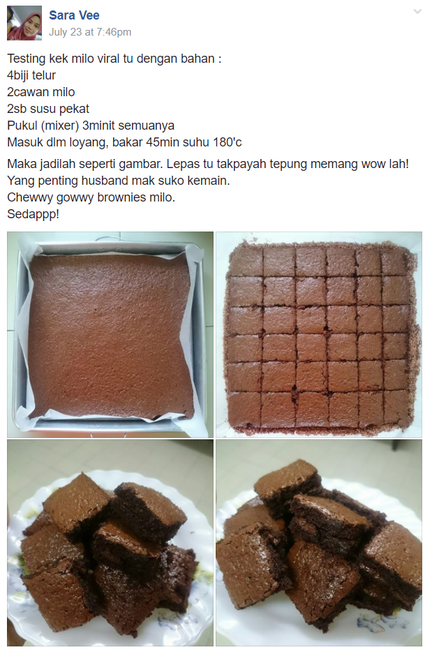 Resepi Kek Milo Viral. 3 Minit Je Untuk Siapkan Bahan ...