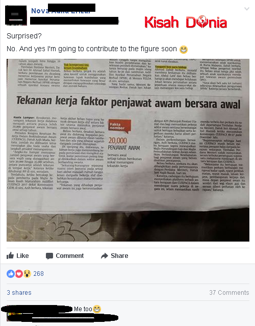 Wanita Update Status Di Facebook Luah Perasaan,Posting Facebook Di Print dan Ditampal Di Pejabat Tempat Kerja