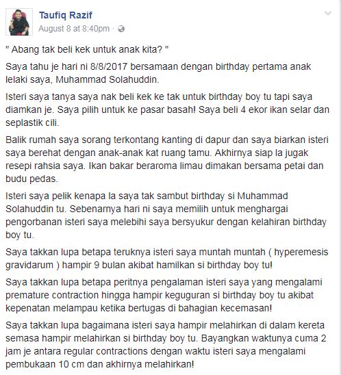 Tidak Beli Kek Harijadi Anak & Beli 4 Ekor Ikan Selar Bersama Cili, Lihat Apa Yang Lelaki Ini Lakukan Sehingga Netizen Kagum!