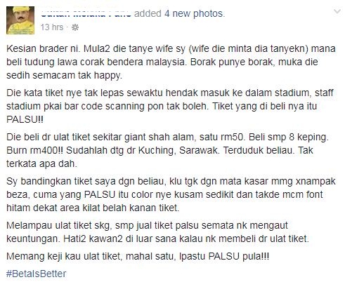 “Bukan Sebab Tiket Palsu, Scanner Rosak Rupanya..”, Abang Dari Sarawak Boleh Masuk Stadium!