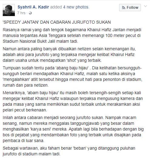 (Video) “Suruh Berhenti Dia Tak Nak..”, Aksi Jurugambar Sukan Kejar Khairul Hafiz Cuit Hati Netizen!