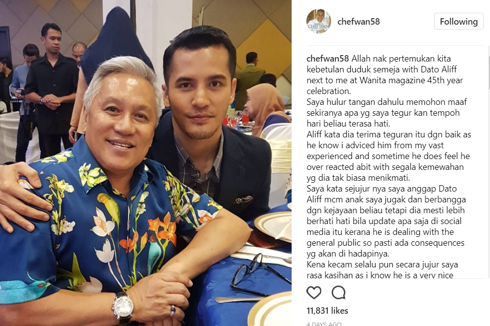 Dipertemukan Dalam Majlis, Aliff Syukri Geram Media Sengaja Letak Bersebelahan Chef Wan..