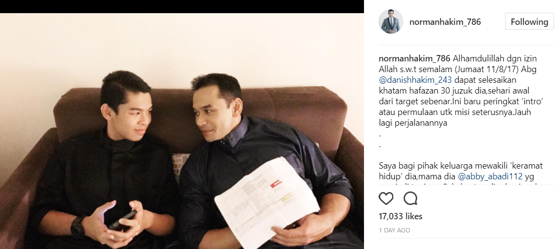 Anak Sulung Abby Abadi Dan Norman Hakim Berjaya Hafaz 30 Juzuk Al-Quran, Lebih Awal Dari Yang Dijangkakan..
