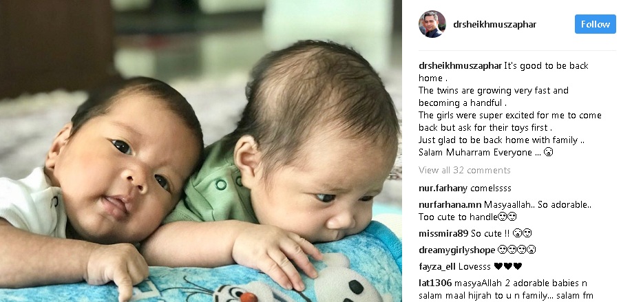 Inilah Dia Kembar Comel Yang Menyerikan Lagi Keluarga Datuk Dr Sheikh Muszaphar dan Isteri,Datin Dr Halina