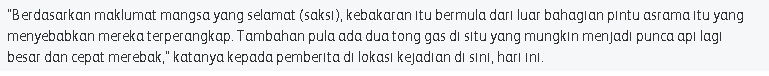 Bomba Sahkan Kebakaran Bukan Berpunca Dari Litar Pintas,Hairan Bagaimana Api Marak Sangat Cepat