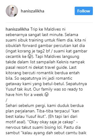 “Maldives Sepatutnya Romantic Getaway Kami Berdua, Tapi..”, Hanis Zalikha Kongsi Sebab Mengapa Bawa Yusuf Buat Netizen Sayu!