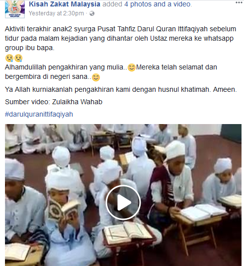 TULAR! Video Aktiviti Terakhir Pelajar Tahfiz Sebelum Kebakaran Mengundang Air Mata Netizen